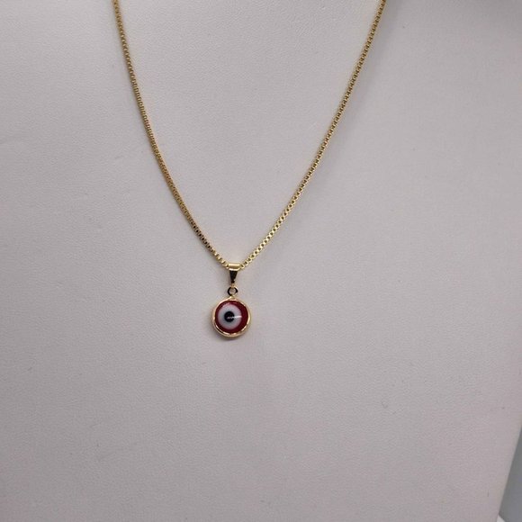 Brand New Brazilian 18k Gold Filled Red Evil Eye Necklace - Picture 3 of 4